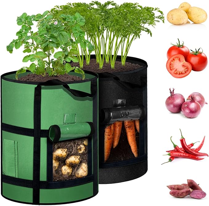 7 Gallon Potato Grow Bags with Viewing Window, 300G Nonwoven Garden Planting - Image 9