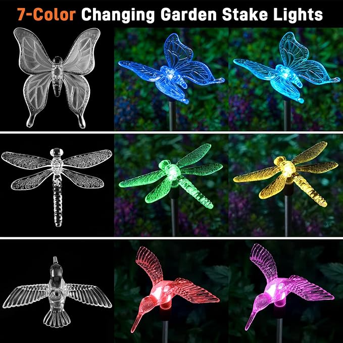 OxyLED Solar Garden Stake Lights 6 Pack Outdoor LED Figurine Lighting Color - Image 5
