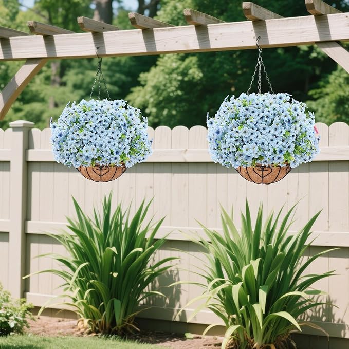 Artificial Hanging Flower for Outdoors, Fake Hanging Basket for Outside - Image 7