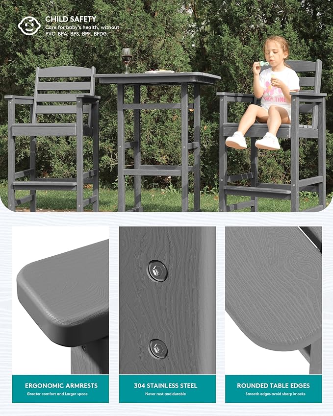 SERWALL 6 Pieces Outdoor Patio Bar Set - Image 4
