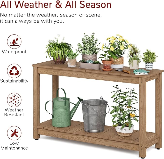 Stoog All-Weather Patio Console Table, 2-Tier Outdoor Table - Image 4