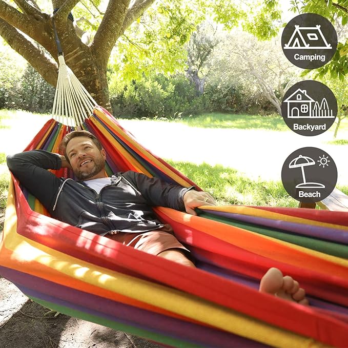 Brazilian Double Hammock with Tree Straps, Extra Large 94x63IN, 2 Persons - Image 2