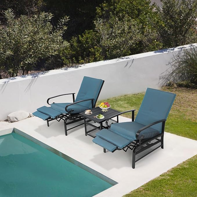Oakcloud Adjustable Outdoor Lounge Chair Metal Patio Relaxing Recliner Chair - Image 6
