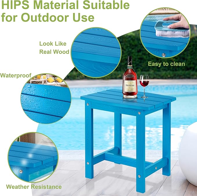 Y&M Outdoor Side Table, HIPS Adirondack Small Single Table, Waterproof Square - Image 4