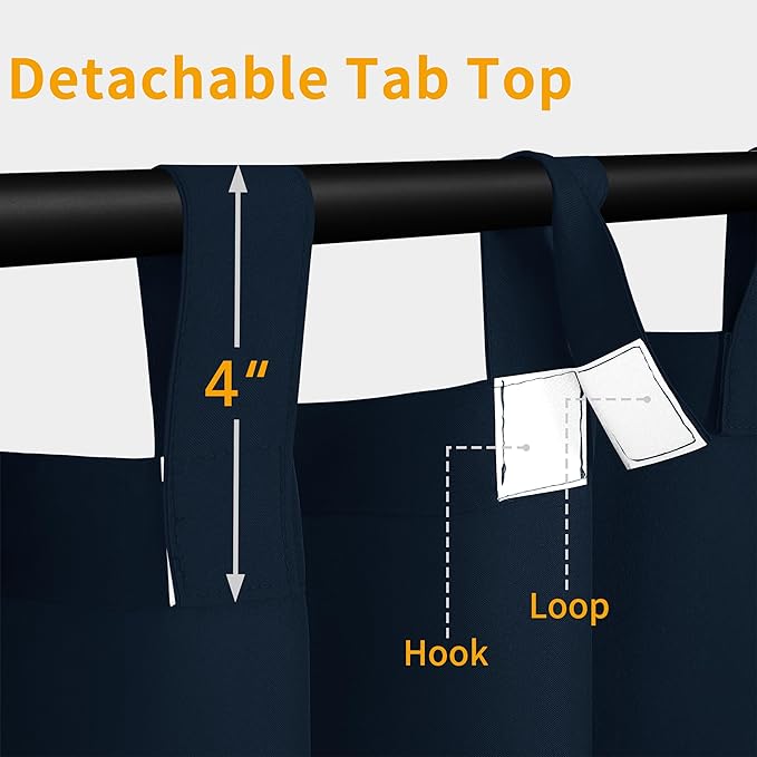 Easy-Going Outdoor Patio Curtains Detachable Tab Top Windproof Weatherproof - Image 2