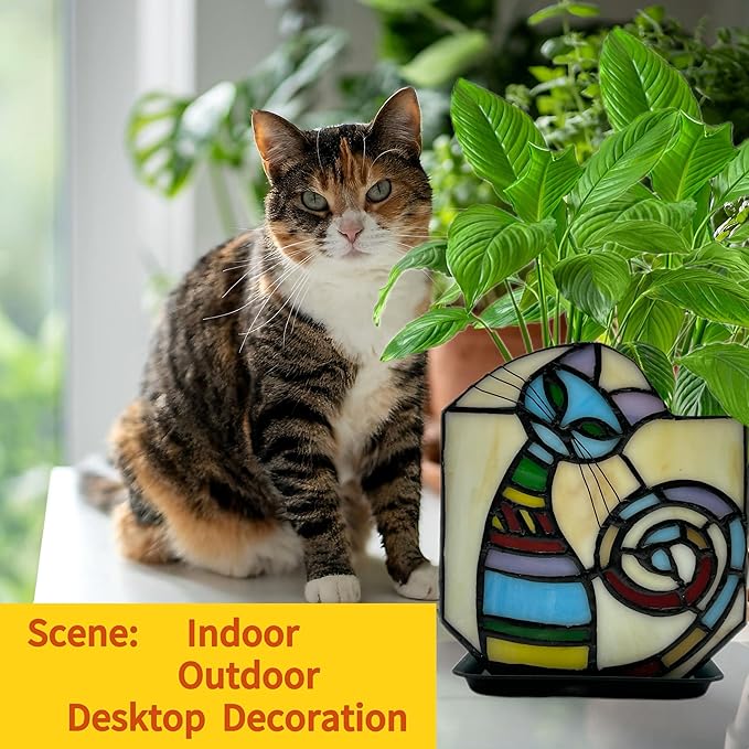 Stained Glass Cat Unique Plant Pot, Indoor Planter - Image 3
