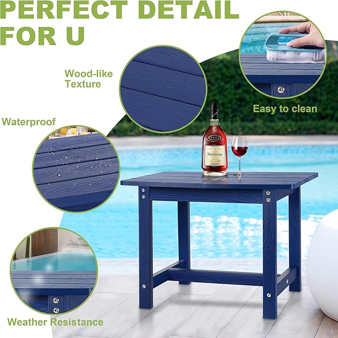 Y&M Adirondack Outdoor Side Table, HIPS Patio End Table, Waterproof Outside - Image 6