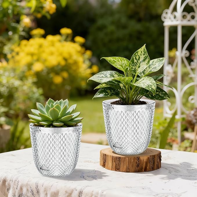 QCQHDU 2 Pack Self Watering Pots, 5.7 Inch Flower Pots - Image 4