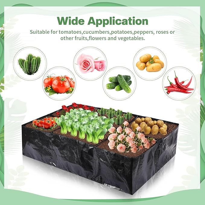 6 Pcs 35 Gallon Fabric Raised Garden Bed Breathable Planting Container Grow Bag - Image 6