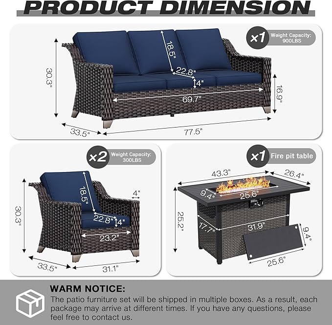Joyside Wicker Patio Furniture Sets, 4 Pieces Upgraded Large Size Outdoor - Image 2