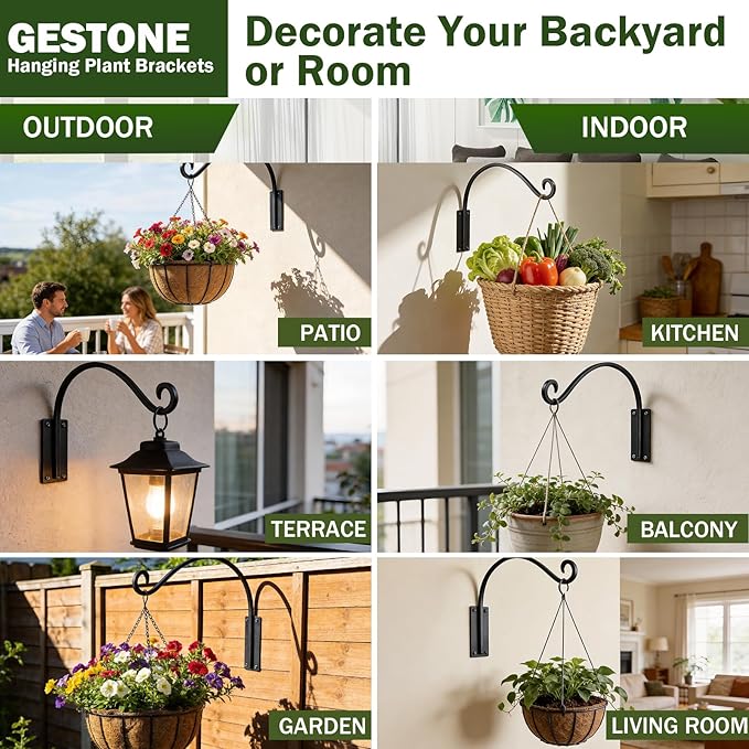 16 Inch Plant Hangers Outdoor 2 Pack, Plant Hanging Hook Bracket - Image 5