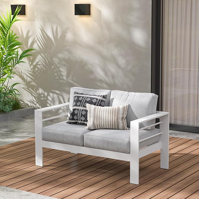 Wisteria Lane Patio Furniture Aluminum Loveseat, All-Weather Outdoor 2 Seats - Image 2