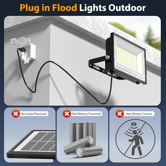 Onforu 80W Flood Lights Outdoor, 8000lm Bright LED Work Light - Image 2