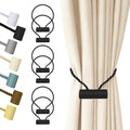 Hion Magnetic Curtain Tiebacks Black 6 Pack, Curtain Tiebacks Buckles Holdbacks by Hion