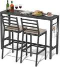 3Pcs Outdoor Patio Bar Set, Metal Pub Height Bistro Table Set by Liskanap