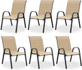 Patio Dining Chair Set of 6, Outdoor Stackable Dining Chairs High Back by VonzoyHome