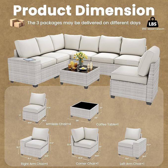9 Piece Outdoor Patio Furniture Set - Image 8