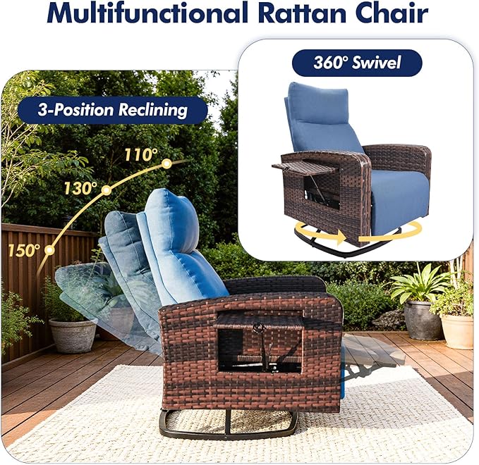 Outdoor Recliner Chair, Wicker Patio Recliners - Image 3
