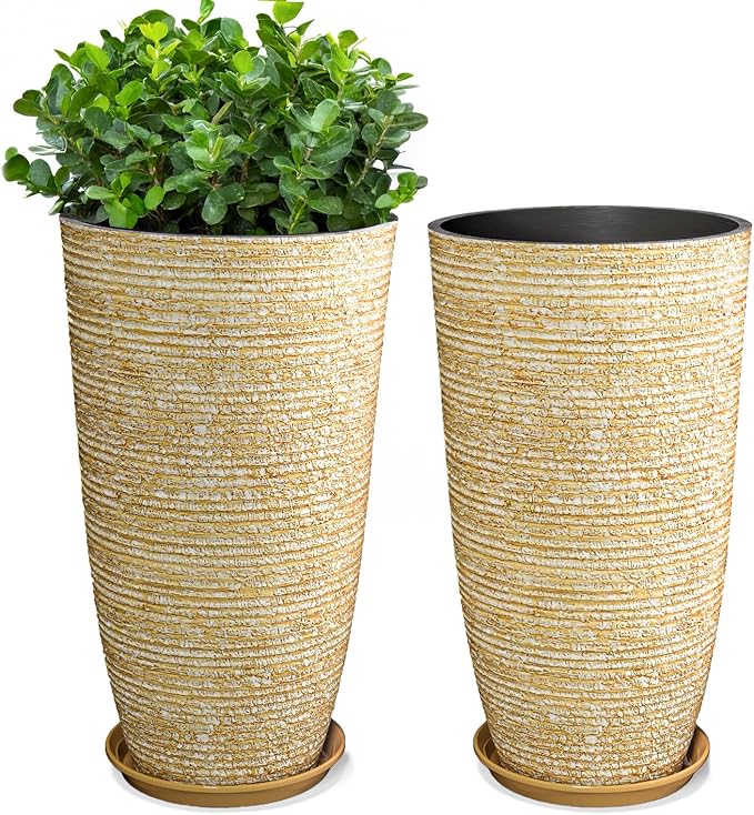 QCQHDU Set of 2 9 Gallon Tall Large planters by QCQHDU