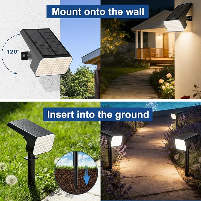 LANSOW 12 Pack Solar Spot Lights Outdoor Waterproof IP67, Solar Landscape - Image 6