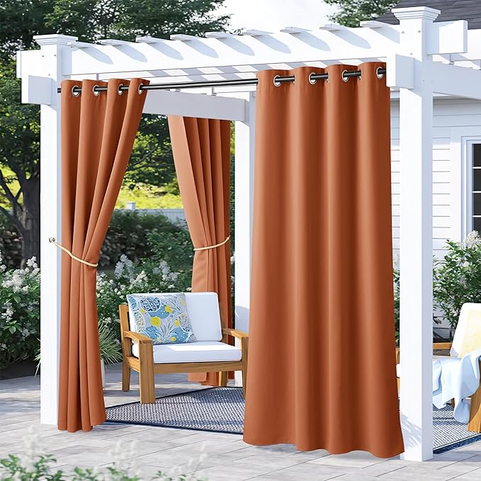 NICETOWN 2 Panels Outdoor Curtains Waterproof, Thermal Insulated Rustproof by NICETOWN