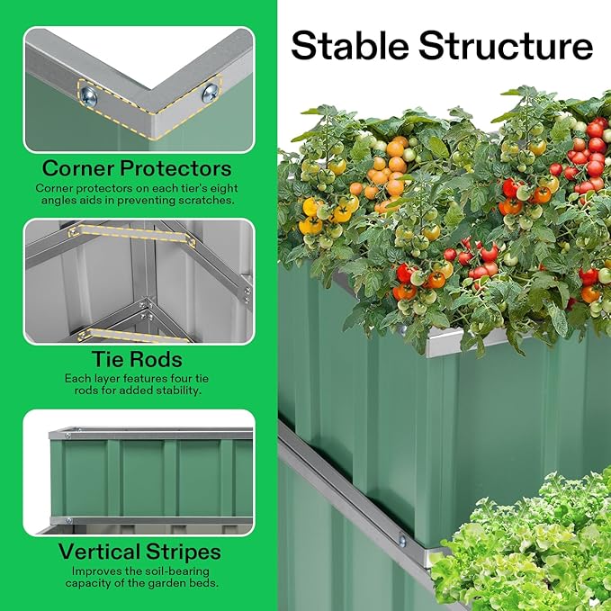 VIVOSUN 3-Tier Metal Raised Garden Bed, Vegetables and Herbs - Image 5