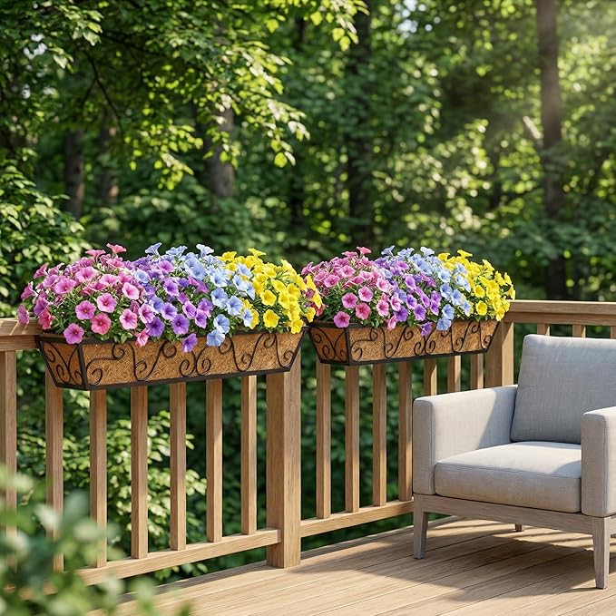 4pcs 30 Inch Window Deck with Coco Liner, Metal Hanging Flower Planter Window - Image 5