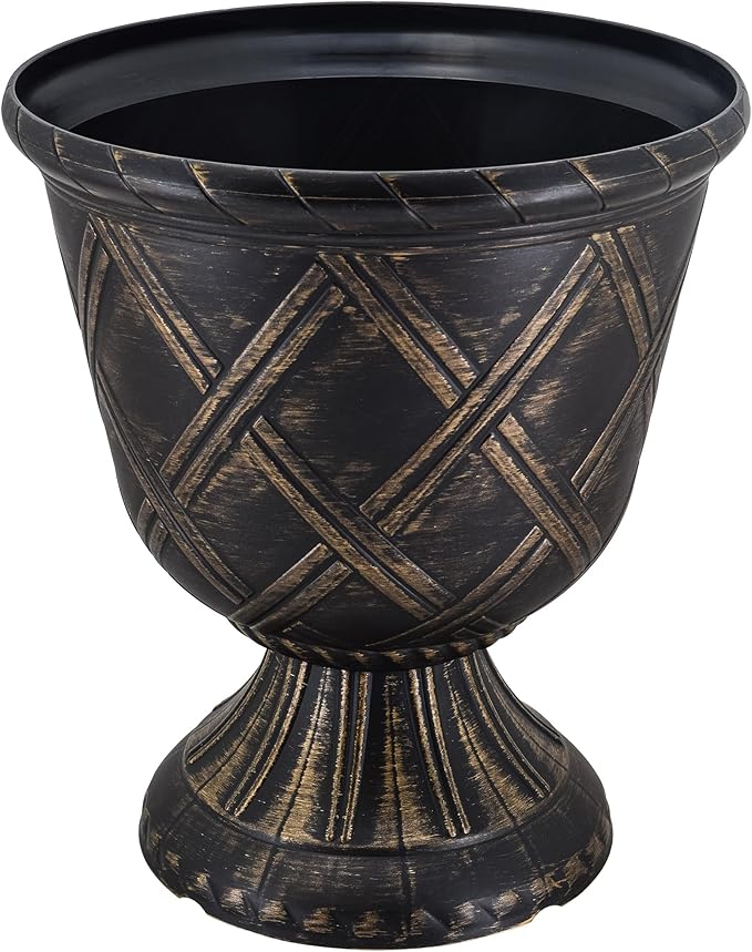 Arcadia Garden Products PL61GD Lattice Plastic Garden Urn, Classic Decorative - Image 2