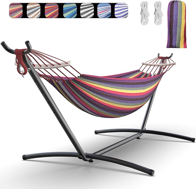 Double Hammock with Heavy-Duty Steel Stand, Easy Assembly, 600lbs Weight by Unknown
