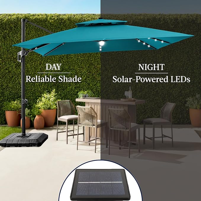 Best Choice Products 9x12ft LED Cantilever Patio Umbrella w/Base Included & - Image 6