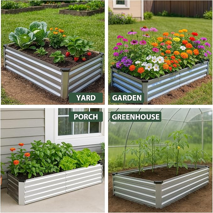 2 Pack 8x4x1FT Galvanized Metal Raised Garden Bed Kit - Image 5