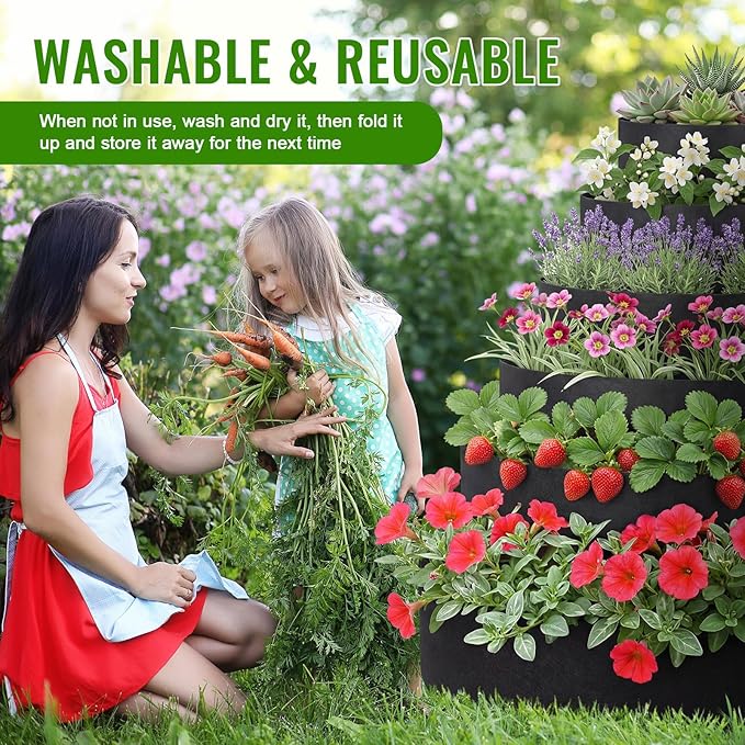 6 Tiered Strawberry Planter for Outdoor Plants, 47 Inch Heavy Duty Strawberry - Image 5