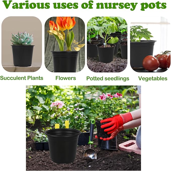 100 Packs 5 Inch Nursery Pots, 4 5 6 Inches Plastic Nursery Pots - Image 7