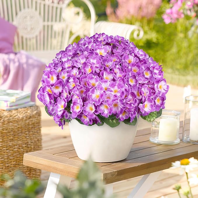Artificial Geraniums Flowers for Outdoors, 6 Bundles Realistic Silk Fake - Image 3