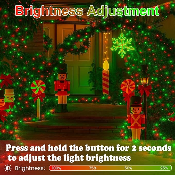Upgraded Connectable 200 LED Christmas String Lights Outdoor Indoor, 66FT Red - Image 4