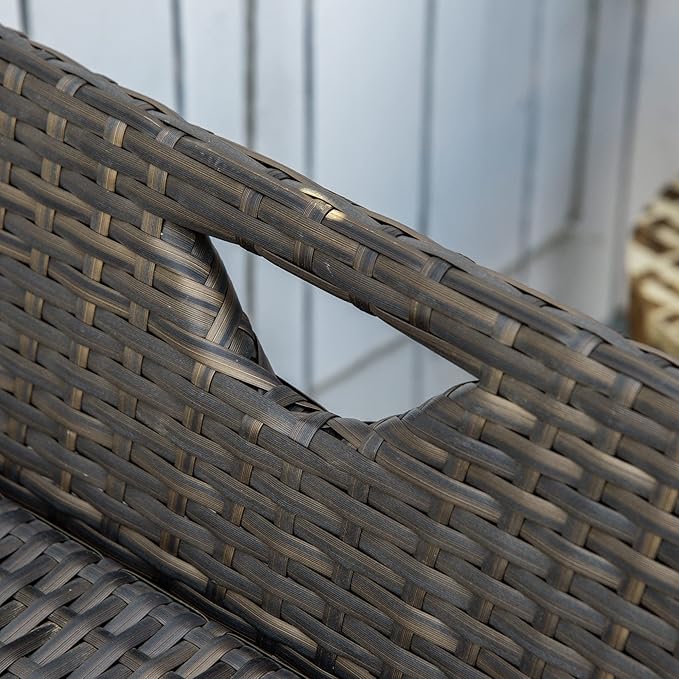 Outsunny 29 Gallon Patio Wicker Storage Bench, Outdoor PE Rattan Patio Furniture - Image 9