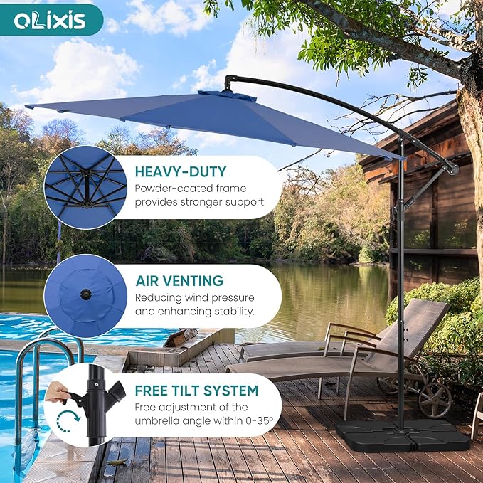 OLIXIS 10FT Offset Patio Umbrella, Cantilever Table Umbrellas - Image 4