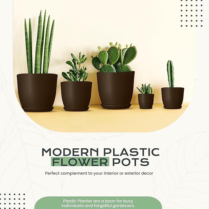 Utopia Home - Plant Pots Indoor - 7/6.6/6/5.3/4.8 Inches Home Decor Flower Pots - Image 5