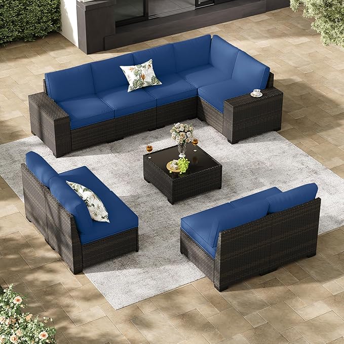 Jing's Villa 10-Piece Patio Furniture Set, All-Weather Outdoor Wicker Sectional by JingsVillaOutdoorFurniture