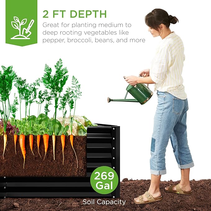 Best Choice Products 6x3x2ft Outdoor Metal Raised Garden Bed, Deep Root Box - Image 3