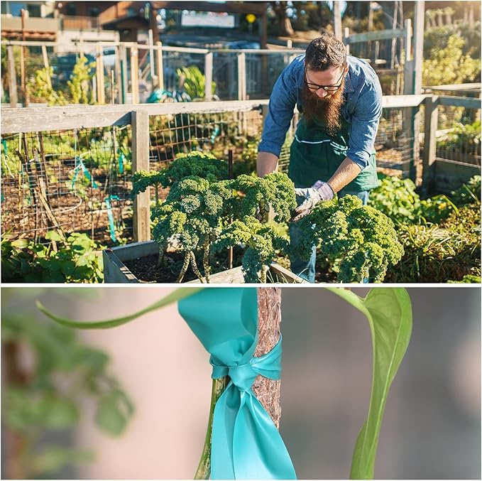 Stretch Tie Tape, 1” Wide 200FT Reusable Garden Plant Ties Green Tapes - Image 6