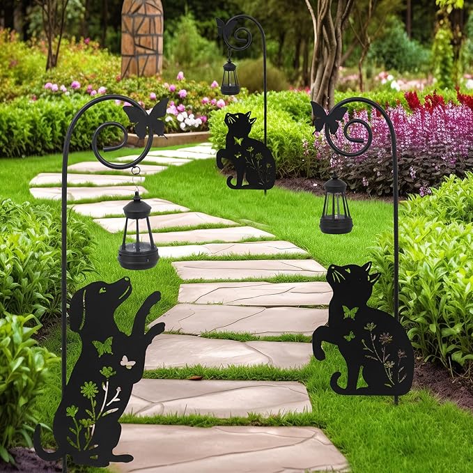 Solar Dog and Cat Lantern Garden Stakes - Image 6