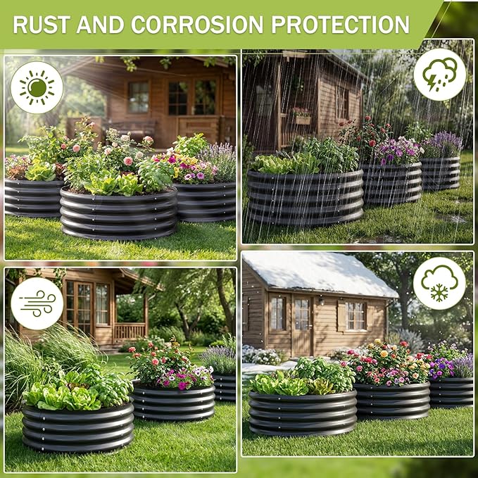 AHEONLAR 3Pack 2x2x1 ft Round Galvanized Raised Garden Bed Kit Round Metal - Image 6