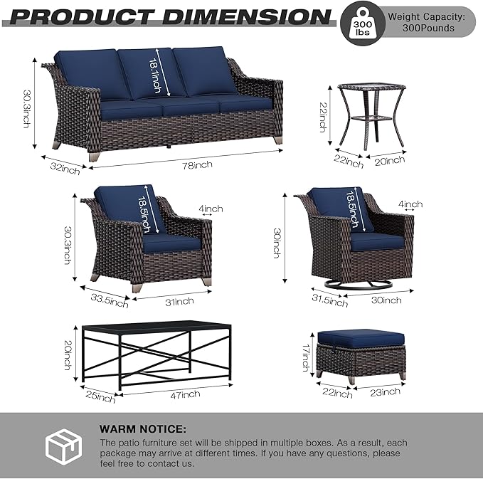Joyside Wicker Patio Furniture Sets, 3 Pieces Upgraded Large Size Outdoor - Image 2