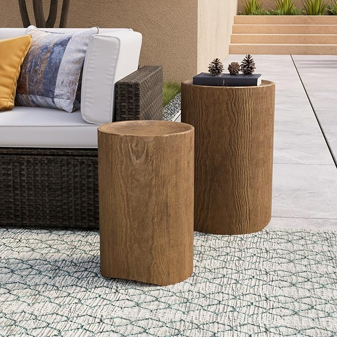 COSIEST Concrete Side Table, Decorative Garden Stools by COSIEST