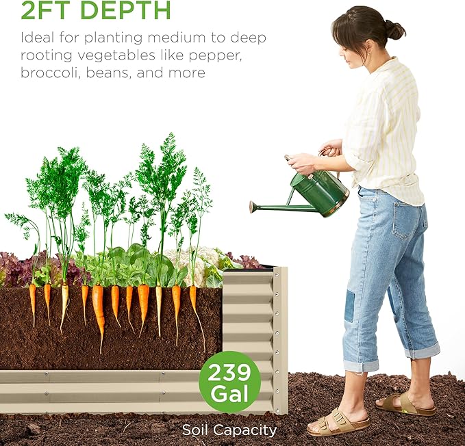 Best Choice Products 8x2x2ft Outdoor Metal Raised Garden Bed, Rectangular Deep - Image 2