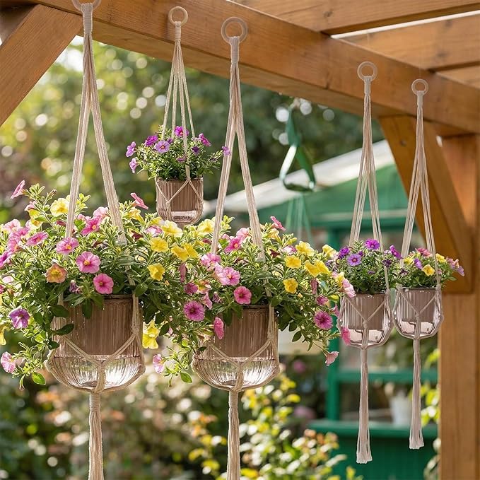 6 Pack Self Watering Hanging Planters Indoor Flower Pots Visible Water Level - Image 5