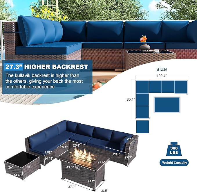 Kullavik 8 Pieces Outdoor Patio Furniture Set - Image 6