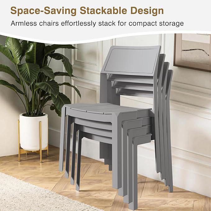 VECELO 4 Pack Stackable Dining Chairs, Plastic Patio Chairs - Image 4