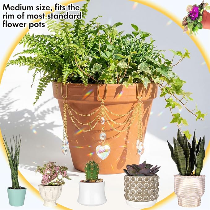 Sun Catcher Plant Hanger with Beads and Glass Crystal Beaded Plant Accessories - Image 4